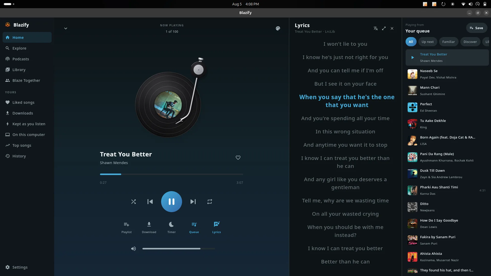 Desktop lyrics
